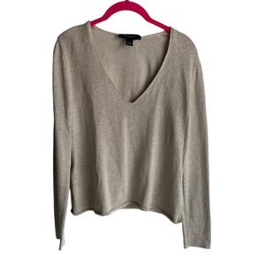 ST.‎ JOHN V-Neck Long Sleeve Gold Glitter Ladies Sparkle Blouse, S